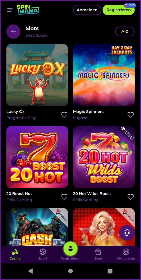 Alle Casino-Spiele bei Spinmama im Überblick – Slots, Live & mehr