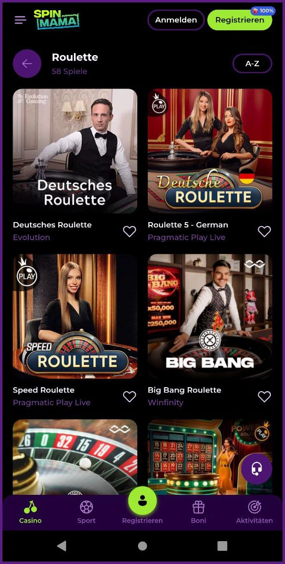 Online Roulette-Tische mit Vielfalt bei Spinmama